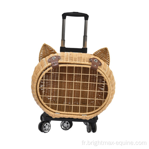 Luxury chien de voyage pour animaux de compagnie Bagure de porte-rotin en osier en osier sur roues